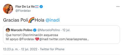 Flor de la V replicó el video del periodista cordobés (Foto: Twitter @Flordelav)