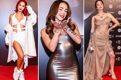 Flor Vigna, Nicki Nicole y La Joaqui, ayer en los premios Gardel