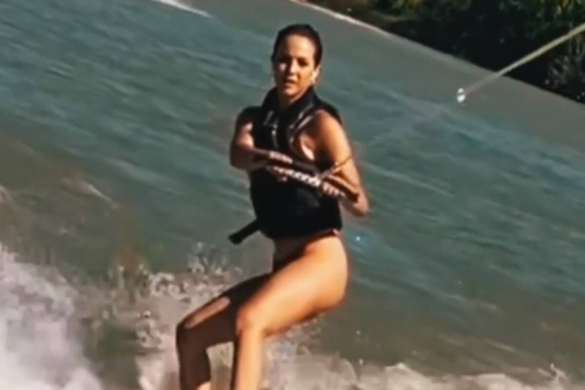 Flor Vigna sufrió una caída mientras hacía wakeboard
