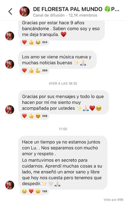 Flor Vigna y el comunicado que publicó tras su separación de Luciano Castro