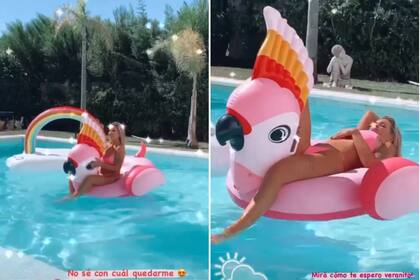 Flor Peña aprovecha las comodidades de su lujoso hogar durante el fin de semana y se relaja en su pileta