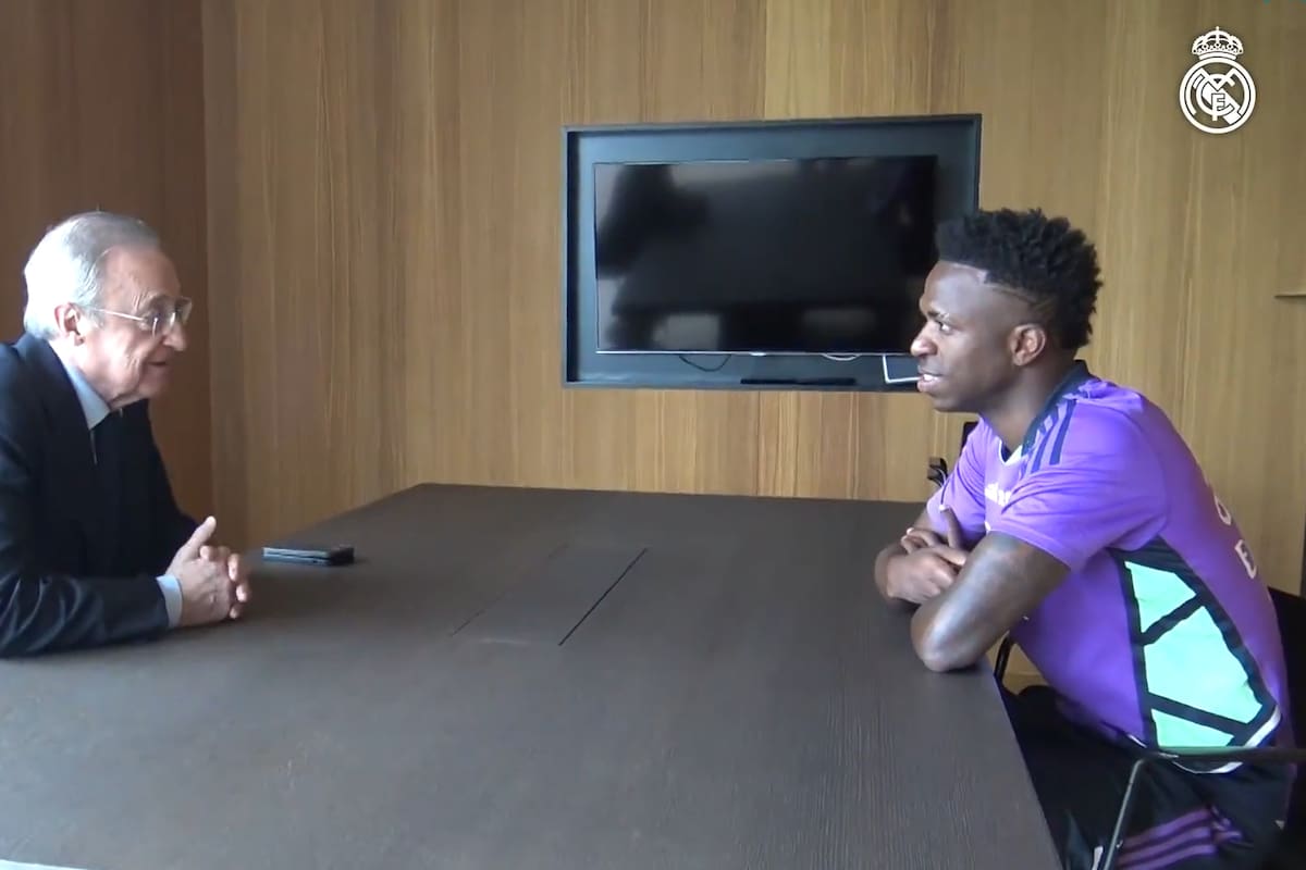 Florentino Pérez le expresó su total apoyo a Vinicius Jr., tras los insultos racistas recibidos durante el partido entre Real Madrid y Valencia, en el estadio Mestalla