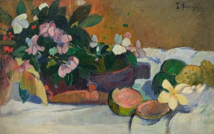 "Flores en una copa" fue pintado en Tahití por Gauguin, y se guardó por décadas en la colección Blaquier Arrieta, que sale a subasta en Sotheby's Nueva York