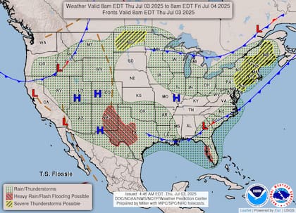 Florida enfrenta riesgo de inundaciones repentinas: la costa oeste recibirá lluvias torrenciales por humedad tropical y una perturbación atmosférica, con mayor peligro en zonas urbanas de baja elevación y carreteras con drenaje insuficiente