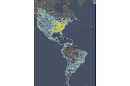 Focos de contaminación lumínica en América