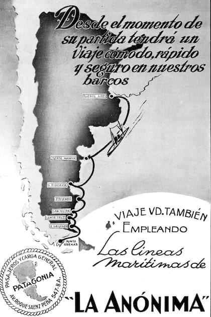 Folleto de las líneas marítimas La Anónima.