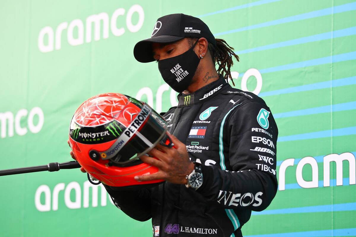 Fórmula 1. El especial regalo del hijo de Michael Schumacher que emocionó a Lewis Hamilton.