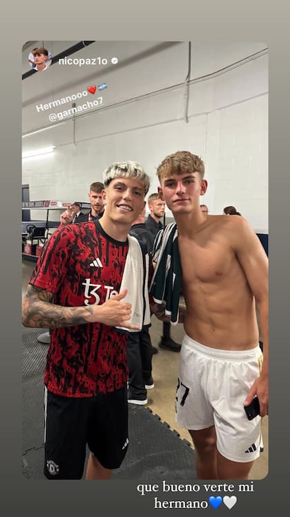 Foto compartida por Alejandro Garnacho en Instagram junto a su compatriota Nico Paz
