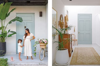 El color de la puerta es el ‘Rainwashed SW6211’ de Sherwin Williams.