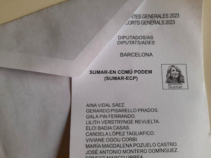 Foto de la papeleta de Sumar en Barcelona con la foto de Yolanda Díaz
