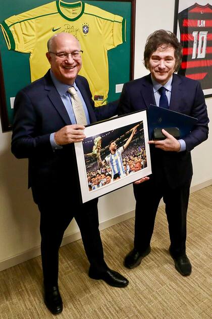 Foto de la última reunión del presidente Javier Milei con el titular del BID, Ilan Goldfajn