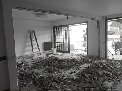 ANTES: las ventanas eran de madera con vidrio repartido, pesadas, oscuras y un innecesario obstáculo para la vista plena del jardín.