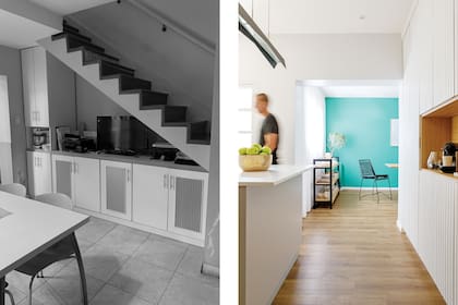 Cerrado con panelling, el bajo escalera transformó el espacio por completo, sumó calidez y un valioso espacio de guardado.
