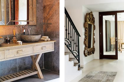 El toilette de la planta baja es generoso en sus dimensiones, con un mueble de madera (Batyco) y bachas de apoyo.