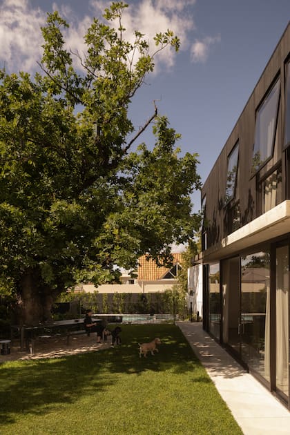 En la planta alta se hicieron los dormitorios de los hijos adolescentes, un baño compartido y un área de estudio.