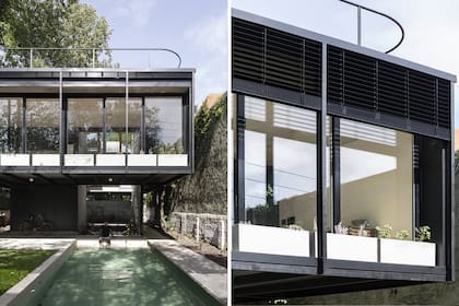 La pileta era de hormigón. El equipo de IR Arquitectura puso a punto su canalización para el recirculado y descarga de agua, y la revistió en un material cementicio impermeable tipo terrazo, hecho con cemento y piedra, que le da un tono homogéneo.