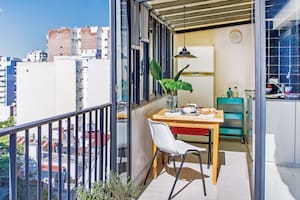 Foto de una cocina integrada a la terraza.