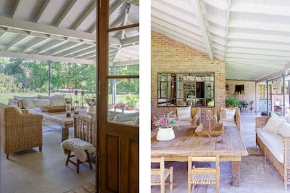 Teniendo en cuenta la orientación noroeste, dispusieron galerías que protegen del frío, del viento o el sol. Mesa (Lacroze Design Studio). Almohadones (Rancho Deco).