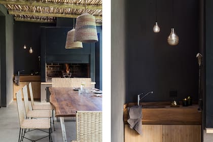 Repasador (UCQ). Velas en envases de vidrio reciclado (Bohemia Velas). Parrilla y mueble (Detry-Miguens Arquitectura). Pisos de cemento alisado. Revestimiento exterior e interior (Tarquini).