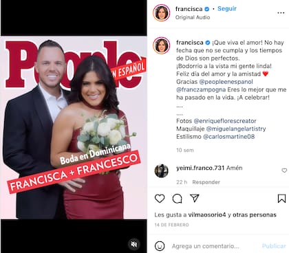 Foto: francisca en Instagram
People en Español compartió cómo se siente la conductora previo a su boda.