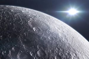 Foto representativa de la luna y el Sol de fondo