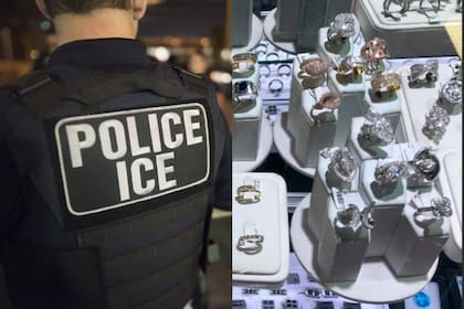 Fotografía publicada por el FBI que muestra una vitrina con parte de las joyas robadas durante un atraco ocurrido el 11 de julio de 2022 en el sur de California; uno de los siete acusados se autodeportó a Ecuador