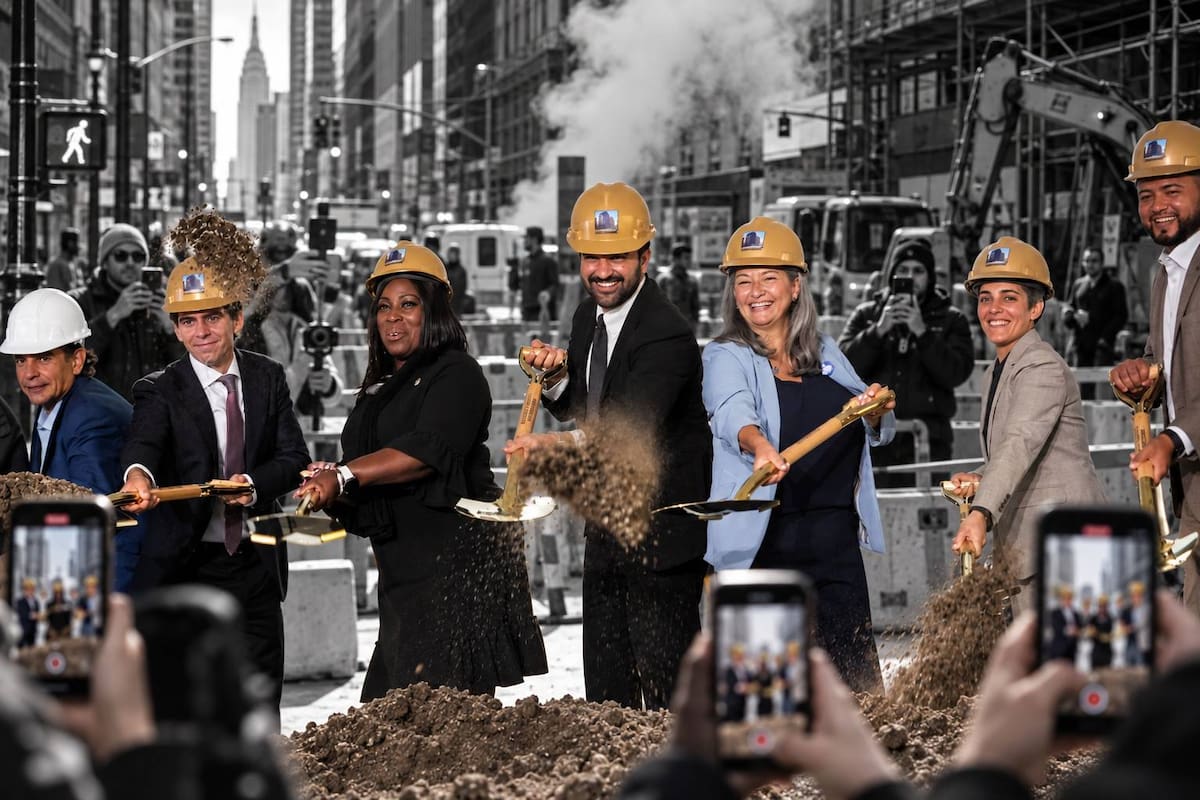 Fotomontaje del alcalde Zohran Mamdani y su equipo, quienes transformaron la forma en que los ciudadanos hacen sus reclamos en Nueva York, en vez de usar el 311