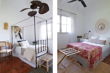 Alfombras, almohadones, ropa de cama y cortinas (todo de Alicia Deco). Banco apoya-equipaje (Cat Ballou),