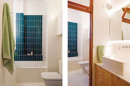 Mueble de fenólico (Fuentealba y Cía.), mesada de Silestone ‘Blanco Norte’ (Forte dei Marmi), bacha ‘Country’ (Ferrum) y grifería ‘Axor’ (Hansgrohe).