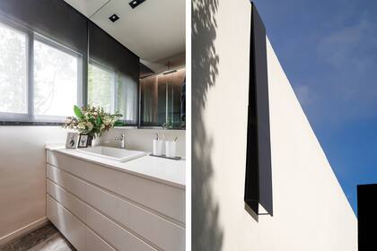 Mueble laqueado con mesada de Silestone ‘Blanco Norte’, bacha embutida ‘L1061’ (Deca) y grifería monocomando ‘L20’ (Roca).