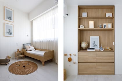 Mueble de melamina símil roble (Egger) diseñado por el Estudio.