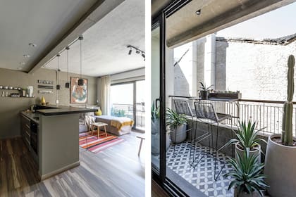 Lámparas colgantes de cerámica (De Raíz Deco). Plantas y macetas (Ciudad Naturaleza). Mesa rebatible (Decolibries). Banquetas (Increa).