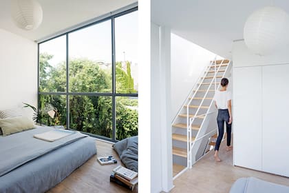 Lámpara (Talleres Sustentables). Almohadones (Good Luck Casa). Detrás del volumen de MDF se esconden el baño, los placares y el aire acondicionado.