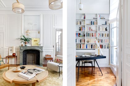 De roble y esterilla, la mesa baja ‘Rio’ (Cassina) es un clásico moderno firmado por Charlotte Perriand. Almohadón suzani de Casa Capulette.