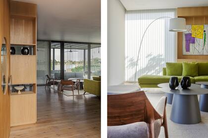 En todas las aberturas cortinas de bandas verticales (Hunter Douglas).
