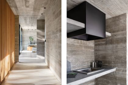 Lo justo y necesario también en la cocina, equipada con campana pintada en negro.