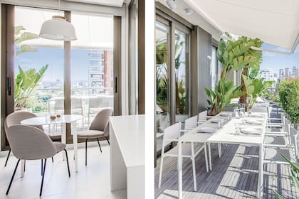Al toldo (Hunter Douglas) lo sostienen brazos extensibles motorizados.