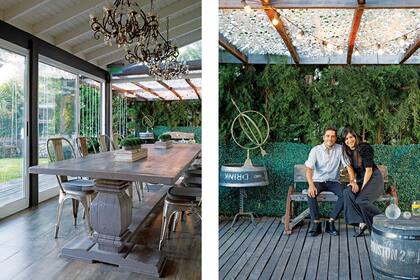Ariadna y Juan, felices porque su casa es el punto de encuentro elegido por la familia y los amigos, Mesa (Gloria Atelier Deco). Sillas ‘Tólix’ (Landmark). Lámparas de techo (HDS Ilum).