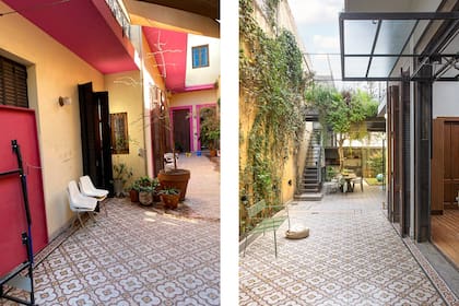 ANTES Y DESPUÉS: la pared medianera conserva la pintura amarilla gastada, que adquirió un encanto particular al haberse emprolijado el resto del perímetro.