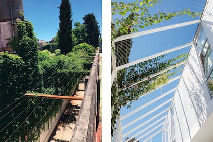 La pérgola se desplazó hacia arriba para envolver la casa y darle estructura al primer piso, que antes no existía.
