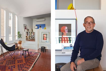 O’Connor retratado frente a un cuadro de Ernesto Deira que le regaló su amiga Clara Martínez Autin, de la Galería Jacques Martínez. "Convirtió mi casa en el MoMA", dice divertido.