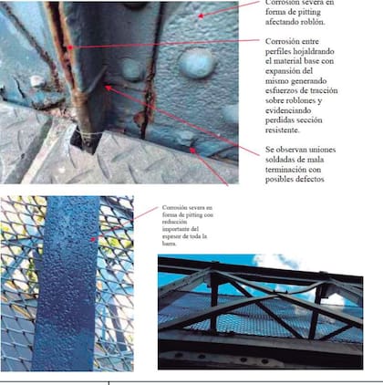 Fotos viejas de la corrosión del puente, tomadas con anterioridad a los trabajos de rehabilitación