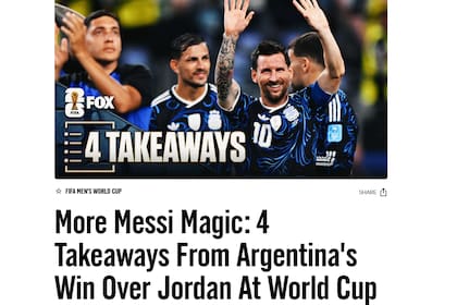 Fox Sports también destacó el partido de Argentina