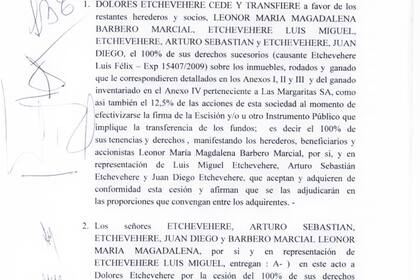 Fragmento del acuerdo conciliatorio