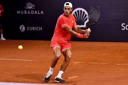 Francisco Cerúndolo, finalista del ATP porteño el último domingo, jugando esta semana en el Río Open