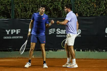 Franco Agamenone y Santiago Rodríguez Taverna, jugando dobles juntos en el Challenger de Rosario