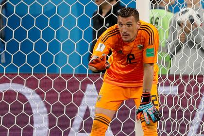 Franco Armani, el arquero en el último partido oficial del seleccionado, la derrota por 4-3 a manos de Francia en Rusia 2018.