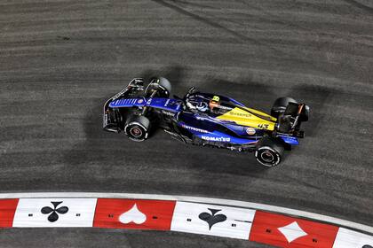Franco Colapinto, en una de las curvas en el Gran Premio de las Vegas