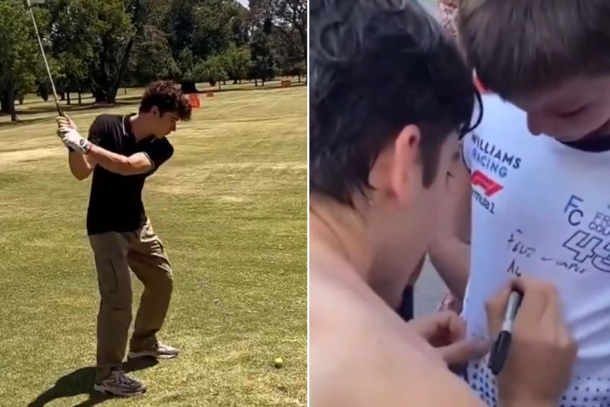 Franco Colapinto llegó a la Argentina: jugó al golf y dio autógrafos