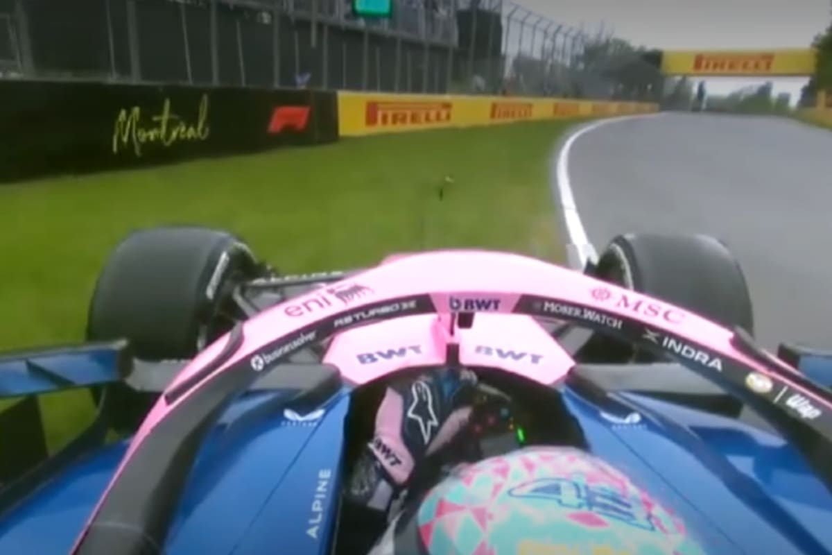 O roçar de Colapinto na parede após sair dos boxes no Grande Prêmio do Canadá: “Aguentei, caí!”.